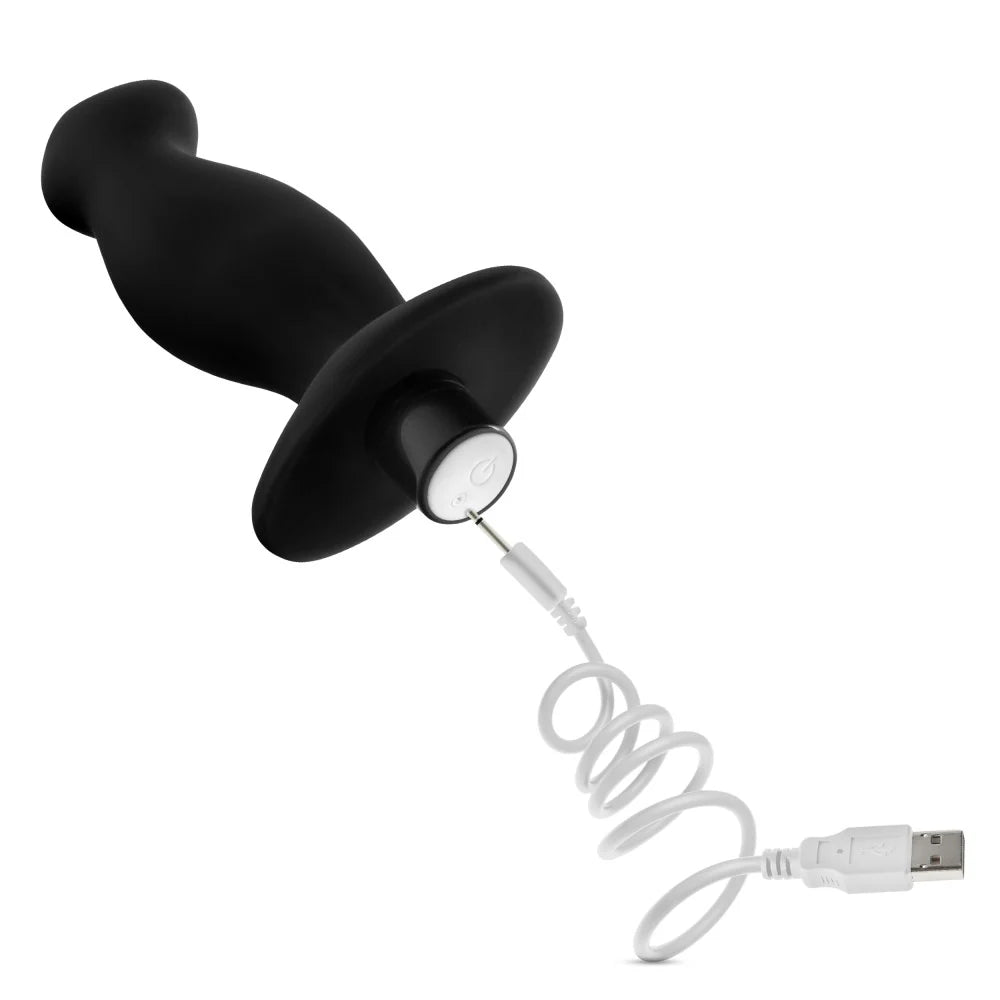 Anal Adventures Platinum By Blush® | Prostate Massager 02 Curved Black 4.25-Inch Vibrating Rechargeable Anal Plug