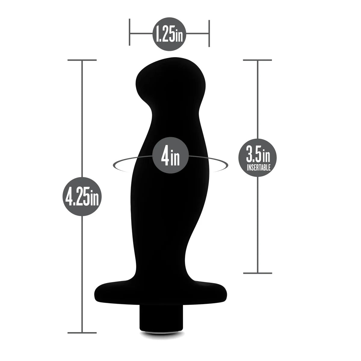 Anal Adventures Platinum By Blush® | Prostate Massager 02 Curved Black 4.25-Inch Vibrating Rechargeable Anal Plug