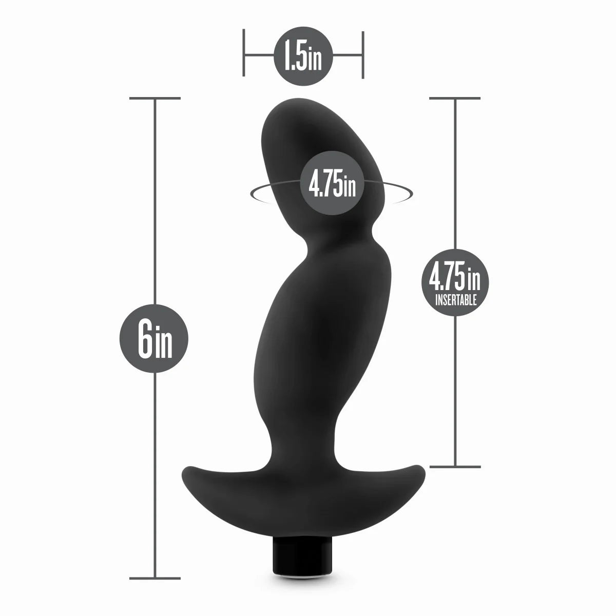 Anal Adventures Platinum By Blush® | Prostate Massager 04 Black 6.5-Inch Vibrating Rechargeable Anal Plug